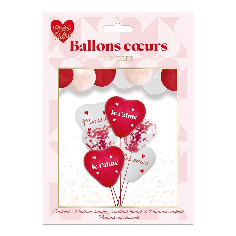 Lot de 6 ballons cœur