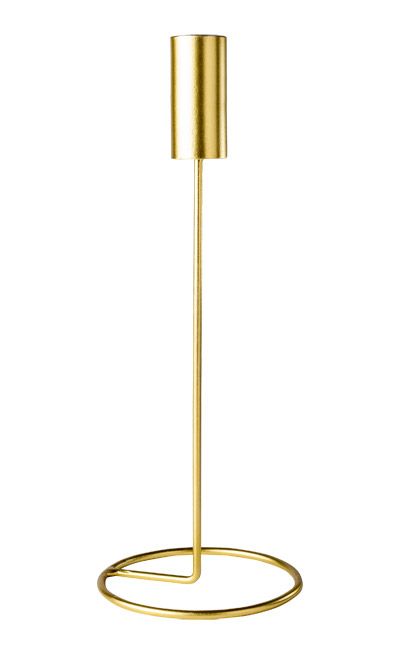 Bougeoir design en métal doré Ø9,5x23cm, décoration élégante pour table romantique ou ambiance chaleureuse