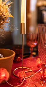 Bougeoir Design en métal doré – 23 cm