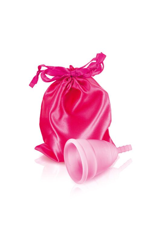 Coupe menstruelle Yoba Nature Santé en silicone médical, taille S,M et L, avec pochette satinée rose