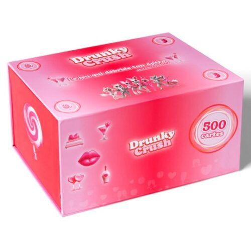 Jeu de cartes Drunky Crush pour couples, boîte rose 500 cartes, jeu d’apéro drôle et complice pour soirée à deux