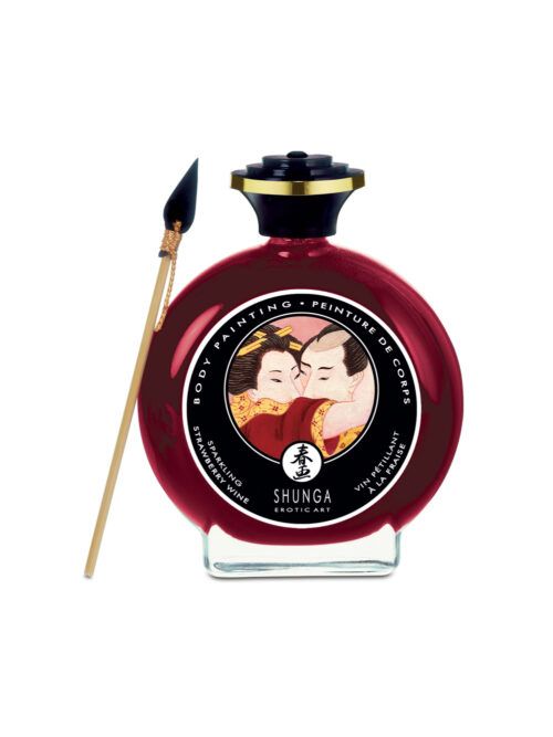 Flacon de peinture de corps Shunga rouge comestible pour jeux en couple