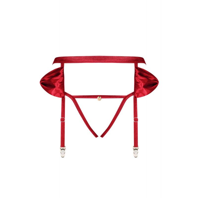 Détail des nœuds satinés et bretelles réglables du porte-jarretelles