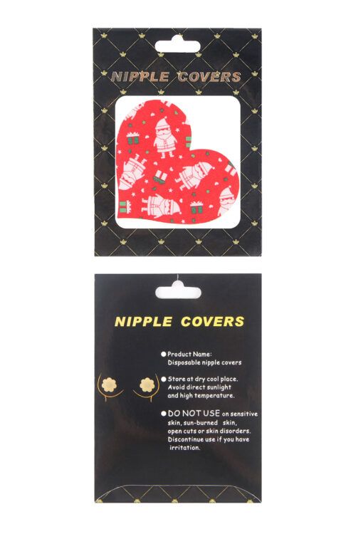 Emballage des cache-tétons Père Noël noir et doré avec fenêtre transparente