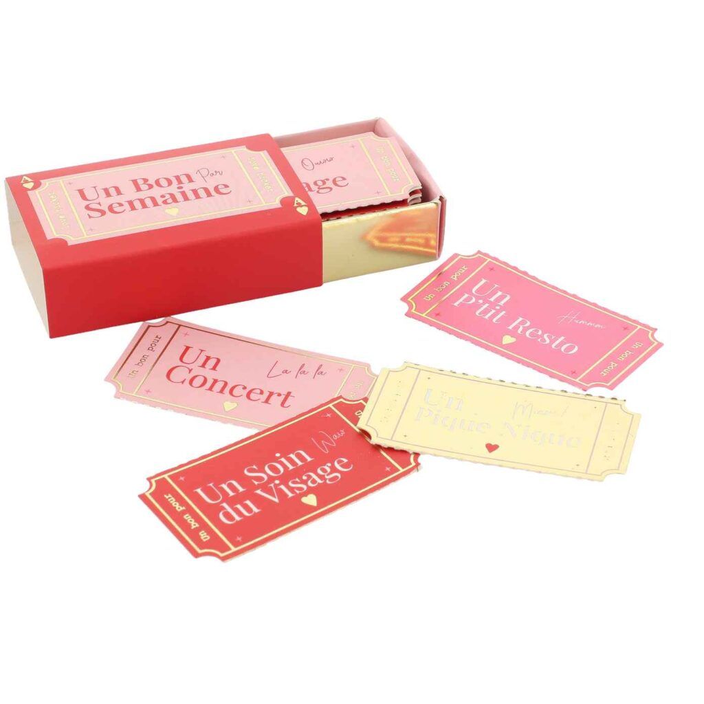 Boîte de 52 Bons Cadeaux « Bon pour… » – Dame de Cœur