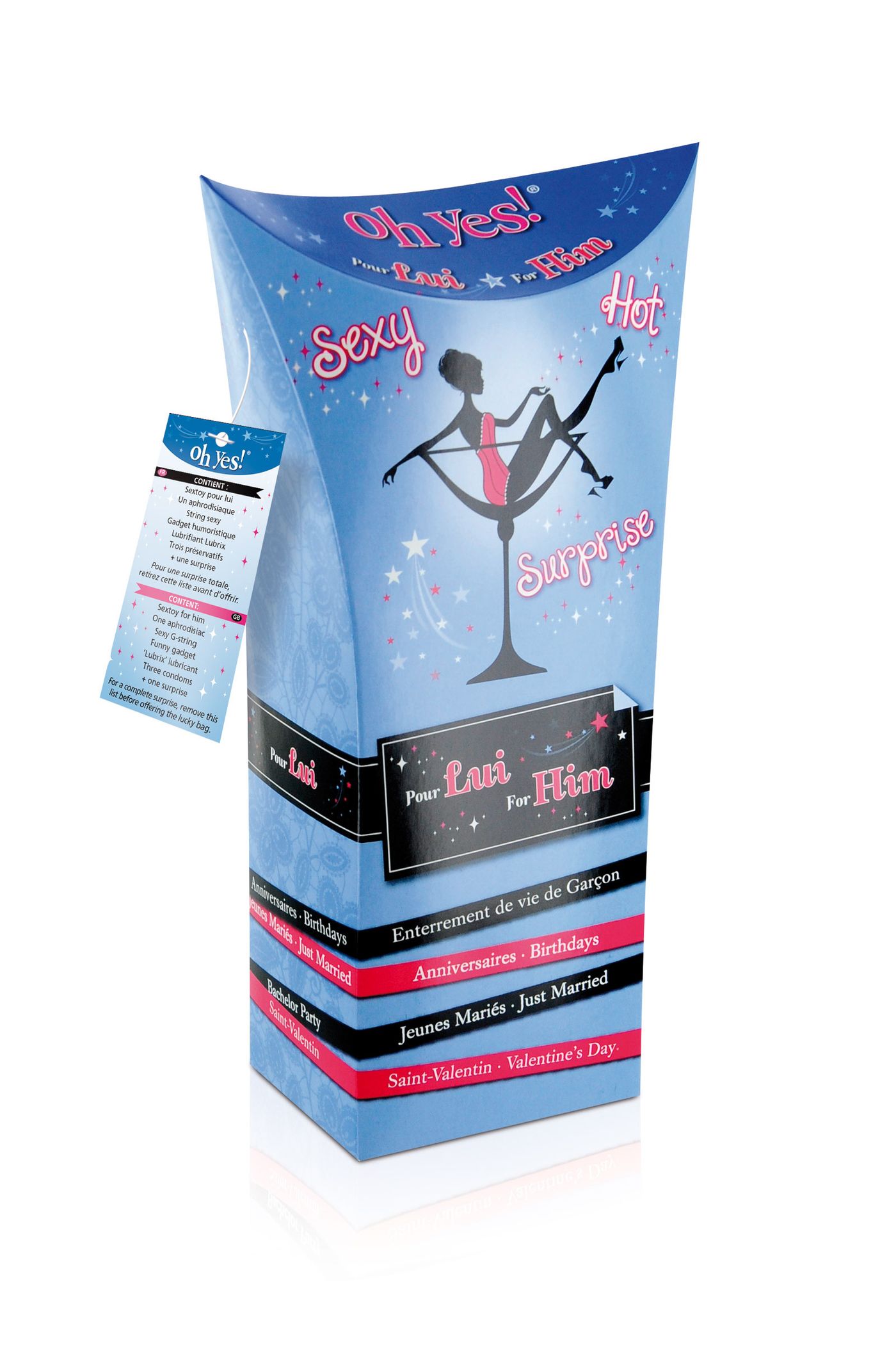 Boîte surprise pour homme Oh Yes avec accessoires coquins et cadeaux humoristiques