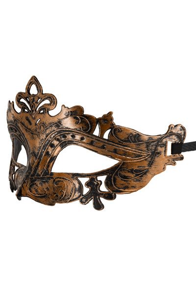 Masque cuivré pour homme au style baroque, semi-rigide, avec découpes élégantes pour soirée sensuelle