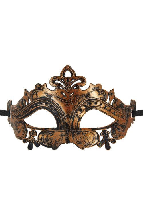 Masque cuivré homme avec ruban satiné réglable, léger et confortable pour jeux de séduction