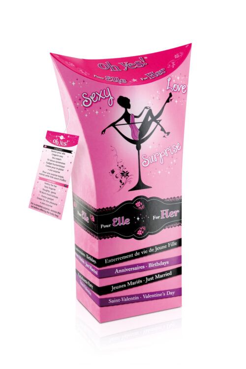 Pochette surprise sexy pour femme Oh Yes avec sextoy, lingerie et accessoires coquins