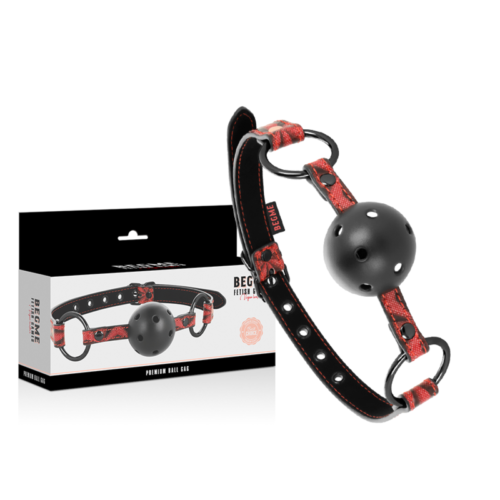 Packaging du bâillon boule BEGME Red Edition en cuir végétalien