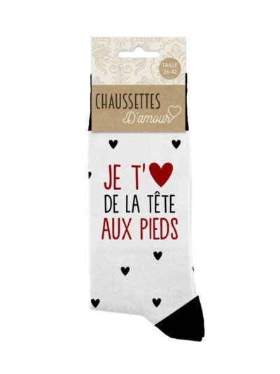 chaussettes je t'aime de la tête aux pieds.