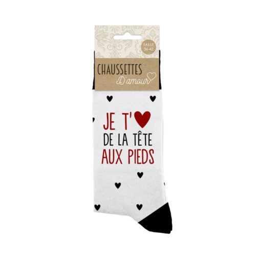 chaussettes je t'aime de la tête aux pieds.