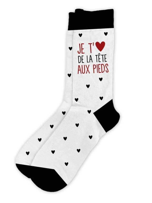 chaussettes je t'aime de la tête aux pieds.