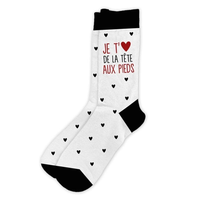 chaussettes je t'aime de la tête aux pieds.