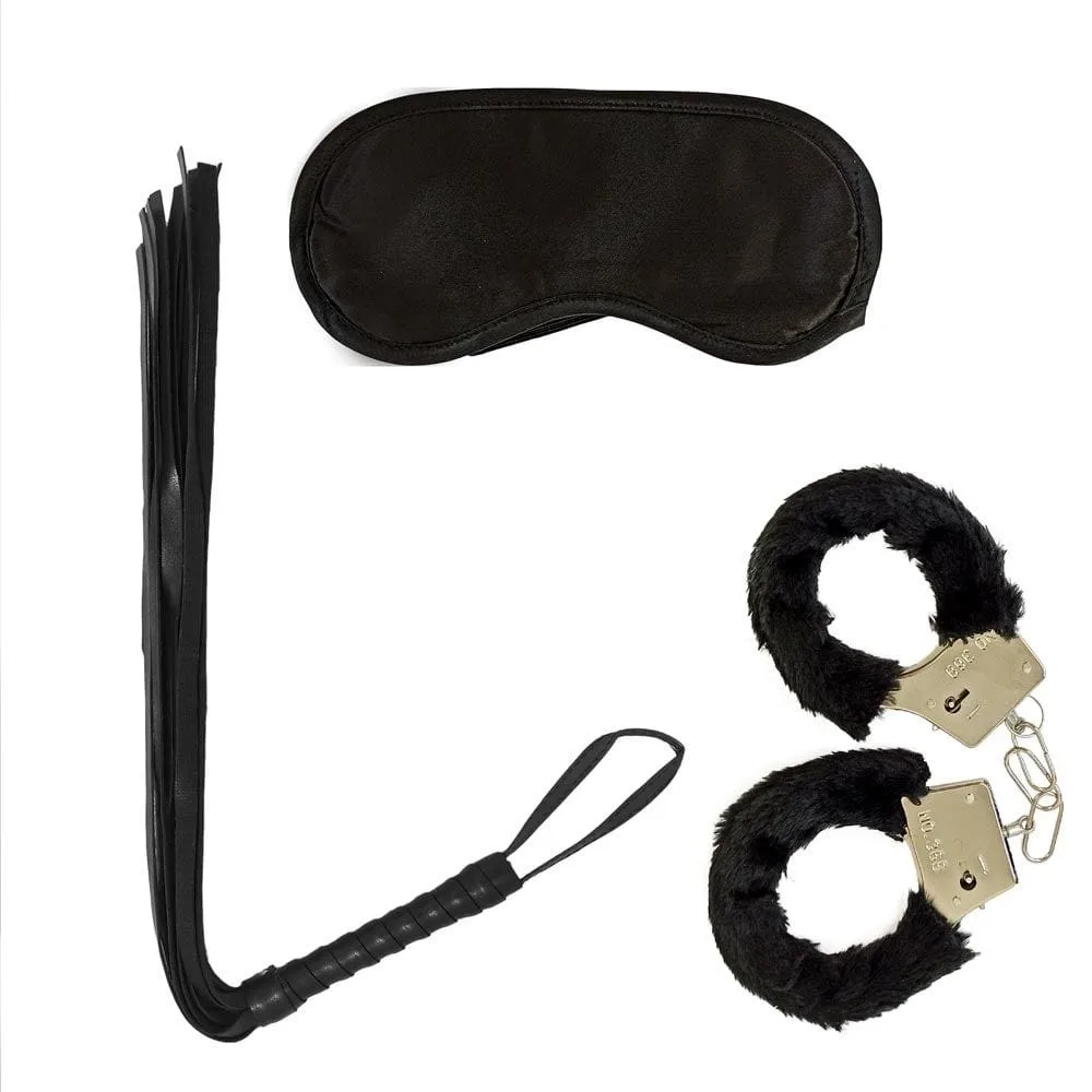 Kit Coquin – menottes, bandeau et martinet