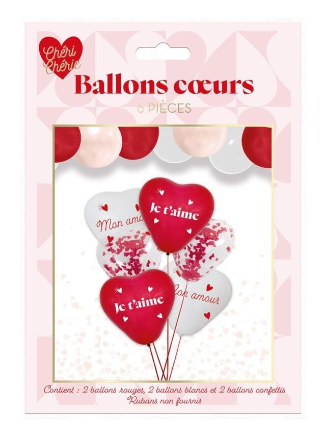 Lot de 6 ballons cœur