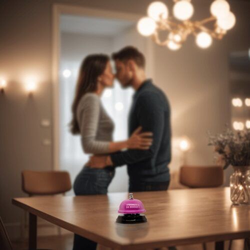 sonnette besoin de bisous devant couple qui s'embrasse RoseAndFly