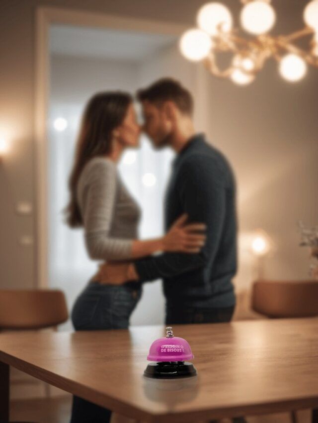 sonnette besoin de bisous devant couple qui s'embrasse RoseAndFly