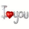 guirlande ballon i love you argent et rouge coeur XL _ RoseandFly