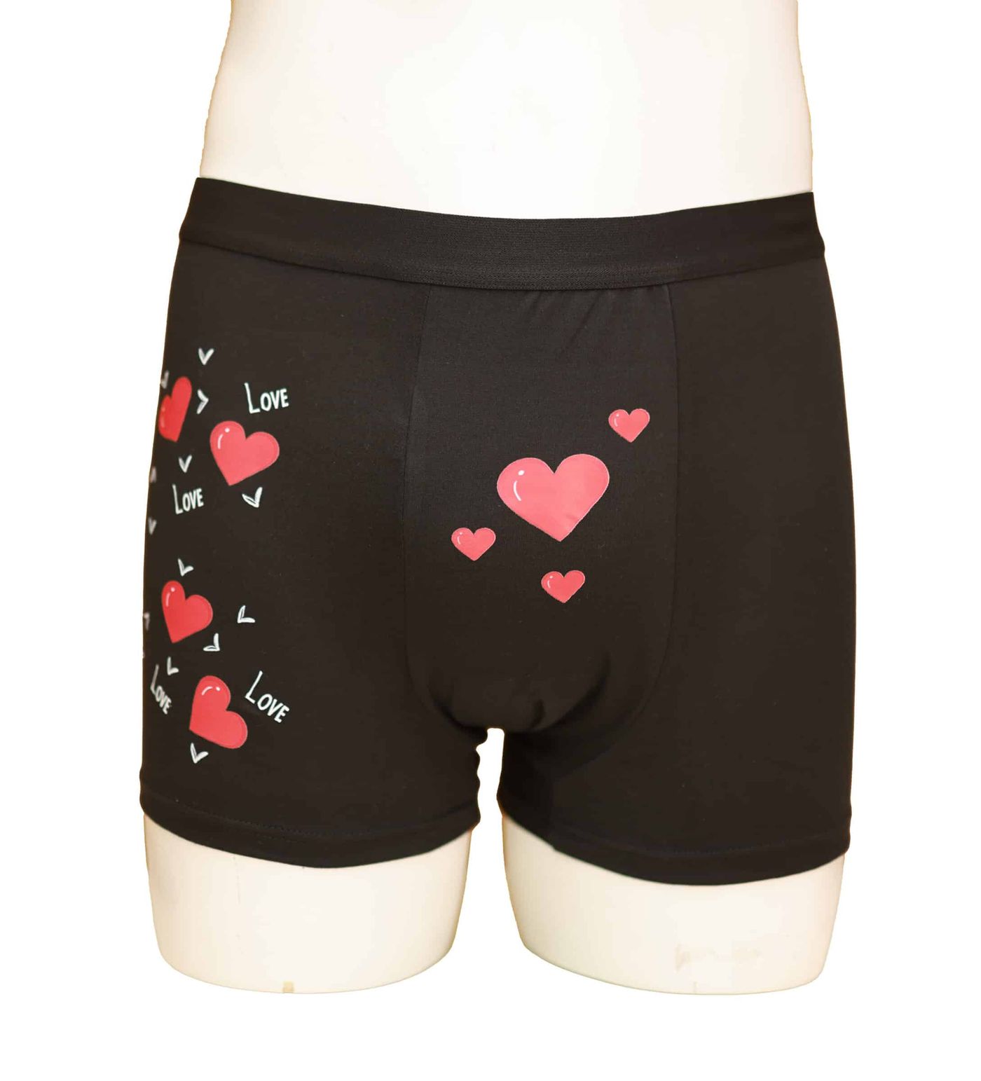 Boxer homme noir avec motifs cœurs rouges – Image 3