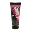 Crème de massage comestible Shunga goût framboise, texture onctueuse sensuelle pour moments intimes