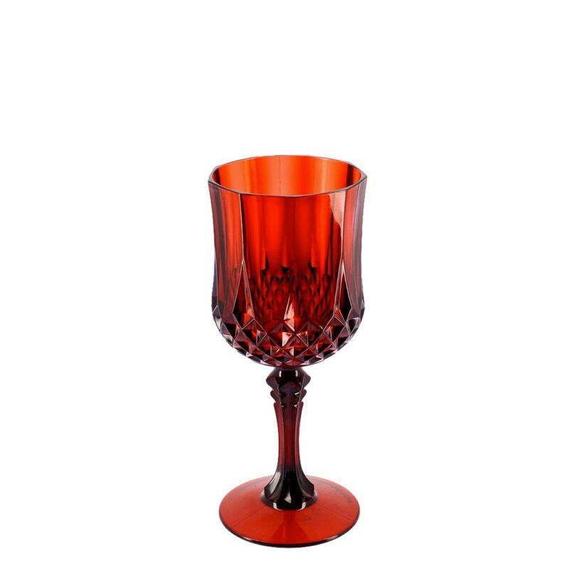 Verre à pied réutilisable en plastique ambré 220ml effet cristal, élégant et solide pour table romantique ou dîner à deux