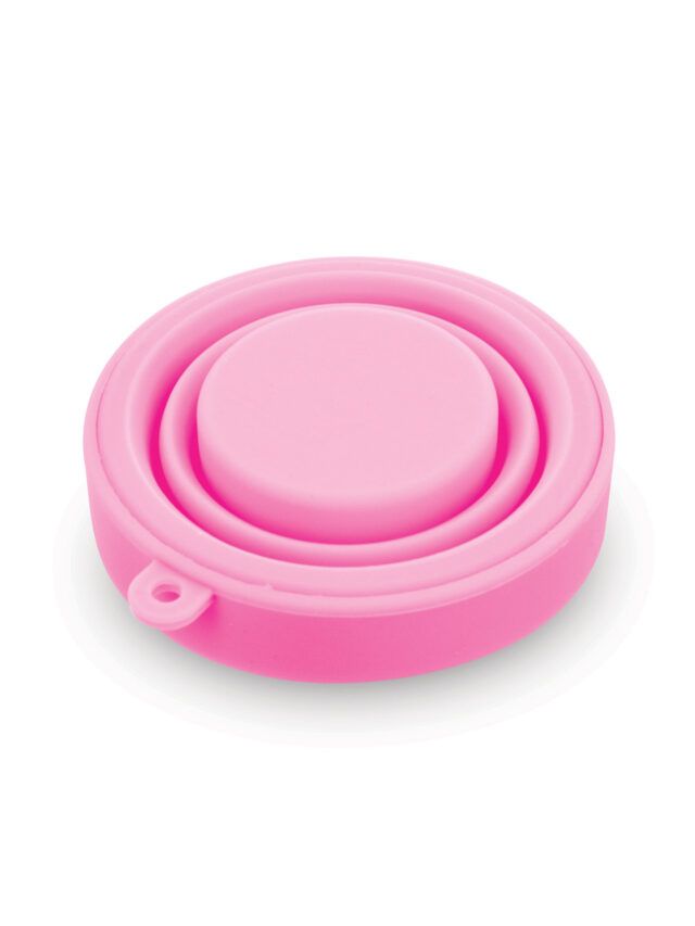 Boîte de stérilisation et rangement pour coupe menstruelle Yoba Nature Santé en silicone pliable rose