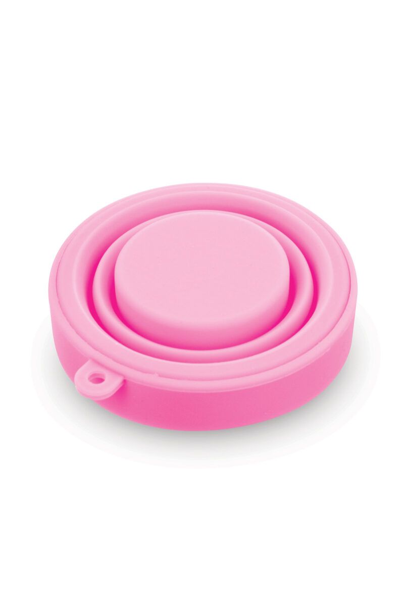 Boîte de stérilisation et rangement pour coupe menstruelle Yoba Nature Santé en silicone pliable rose