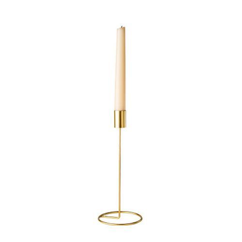 Bougeoir design en métal doré Ø9,5x23cm, décoration élégante pour table romantique ou ambiance chaleureuse