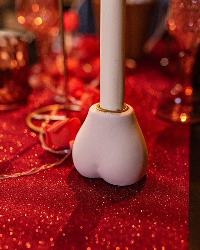 Bougeoir P’tit Popotin en céramique nude, décoration originale et élégante pour table romantique ou ambiance intime