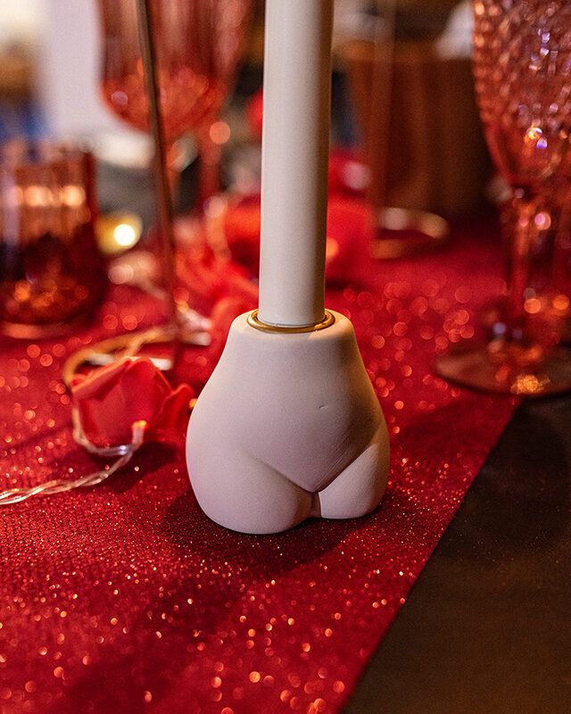 Bougeoir P’tit Popotin en céramique nude, décoration originale et élégante pour table romantique ou ambiance intime