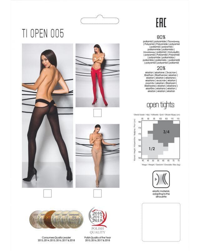 Collants 60 DEN rouges avec découpe originale sur les hanches, élégants et sexy