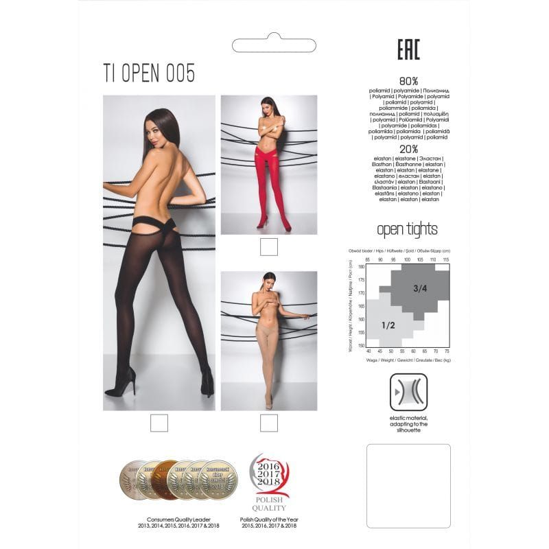 Collants 60 DEN rouges avec découpe originale sur les hanches, élégants et sexy