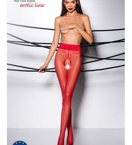 Collants rouges ouverts à l’entrejambe, ajustés et élégants, lingerie sexy pour femme