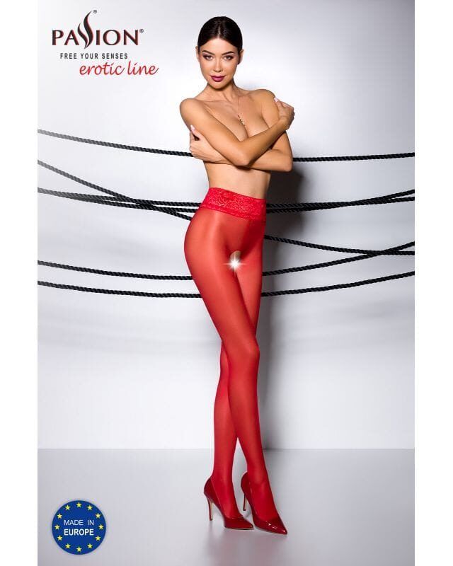 Collants rouges ouverts avec dentelle à la taille, élégants et sexy pour sublimer les courbes féminines