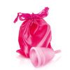Coupe menstruelle Yoba Nature Santé en silicone médical, taille S,M et L, avec pochette satinée rose