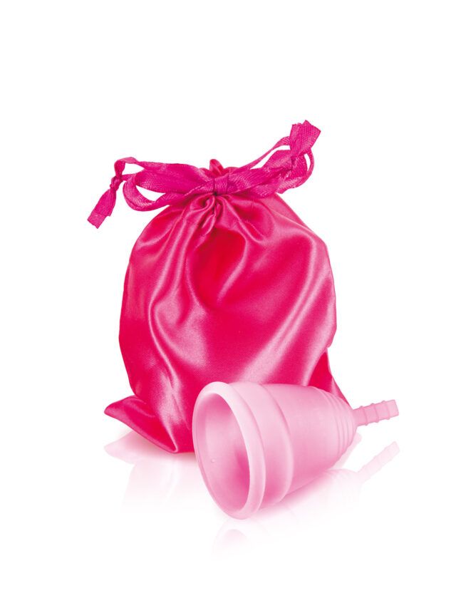 Coupe menstruelle Yoba Nature Santé en silicone médical, taille S,M et L, avec pochette satinée rose