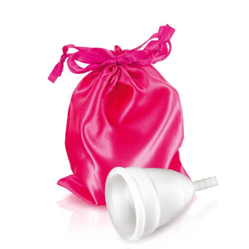 Coupe menstruelle Yoba Nature Santé en silicone médical, taille S,M et L, avec pochette satinée rose