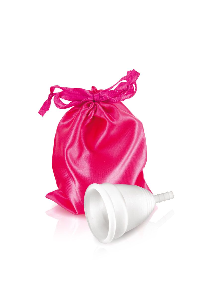 Coupe menstruelle Yoba Nature Santé en silicone médical, taille S,M et L, avec pochette satinée rose