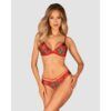 Ensemble lingerie de Noël rouge avec bretelles croisées, pendentif doré et culotte assortie