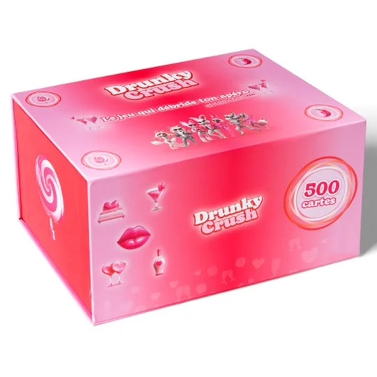 Jeu de cartes Drunky Crush pour couples, boîte rose 500 cartes, jeu d’apéro drôle et complice pour soirée à deux