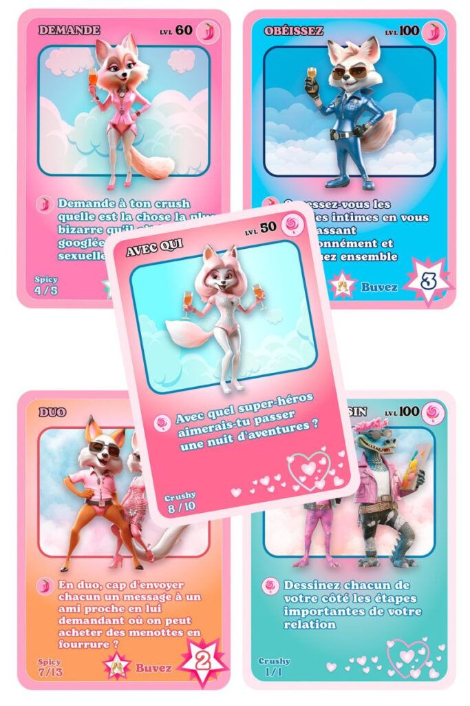 Jeu de cartes Drunky Crush pour couples, boîte rose 500 cartes, jeu d’apéro drôle et complice pour soirée à deux