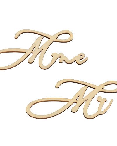 Marque-place en bois Mr & Mme, format 12x7cm, décoration de table naturelle pour mariage et réception