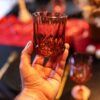 Verre réutilisable en plastique ambre 260ml effet cristal, élégant et solide pour table romantique ou conviviale