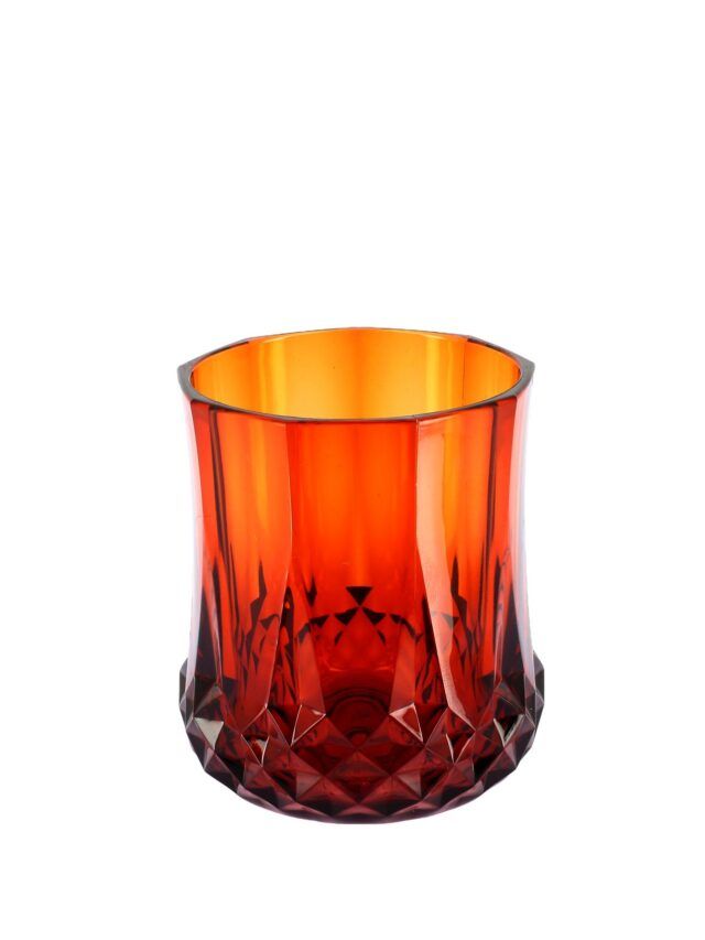 Verre réutilisable en plastique ambre 260ml effet cristal, élégant et solide pour table romantique ou conviviale