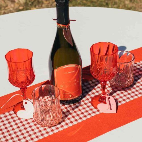 Verre réutilisable en plastique rose effet cristal 260ml, élégant et solide pour table romantique ou usage quotidien