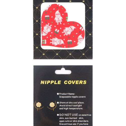 Emballage des cache-tétons Père Noël noir et doré avec fenêtre transparente