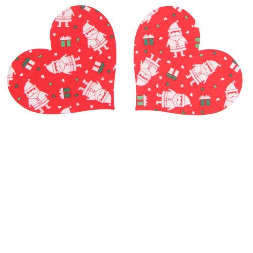 Cache-tétons jetables rouges à motif festif sur fond blanc Roseandfly