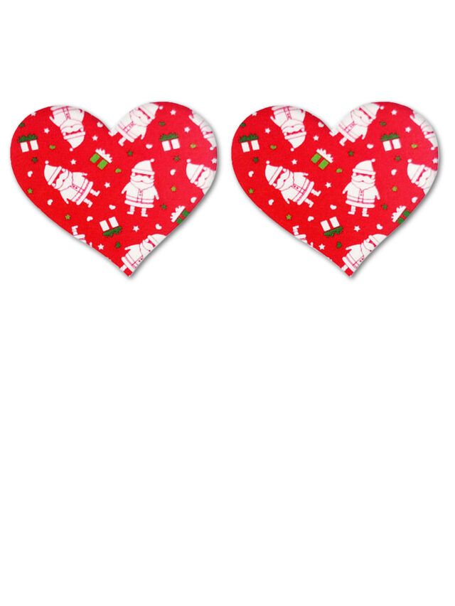 Cache-tétons jetables rouges à motif festif sur fond blanc Roseandfly