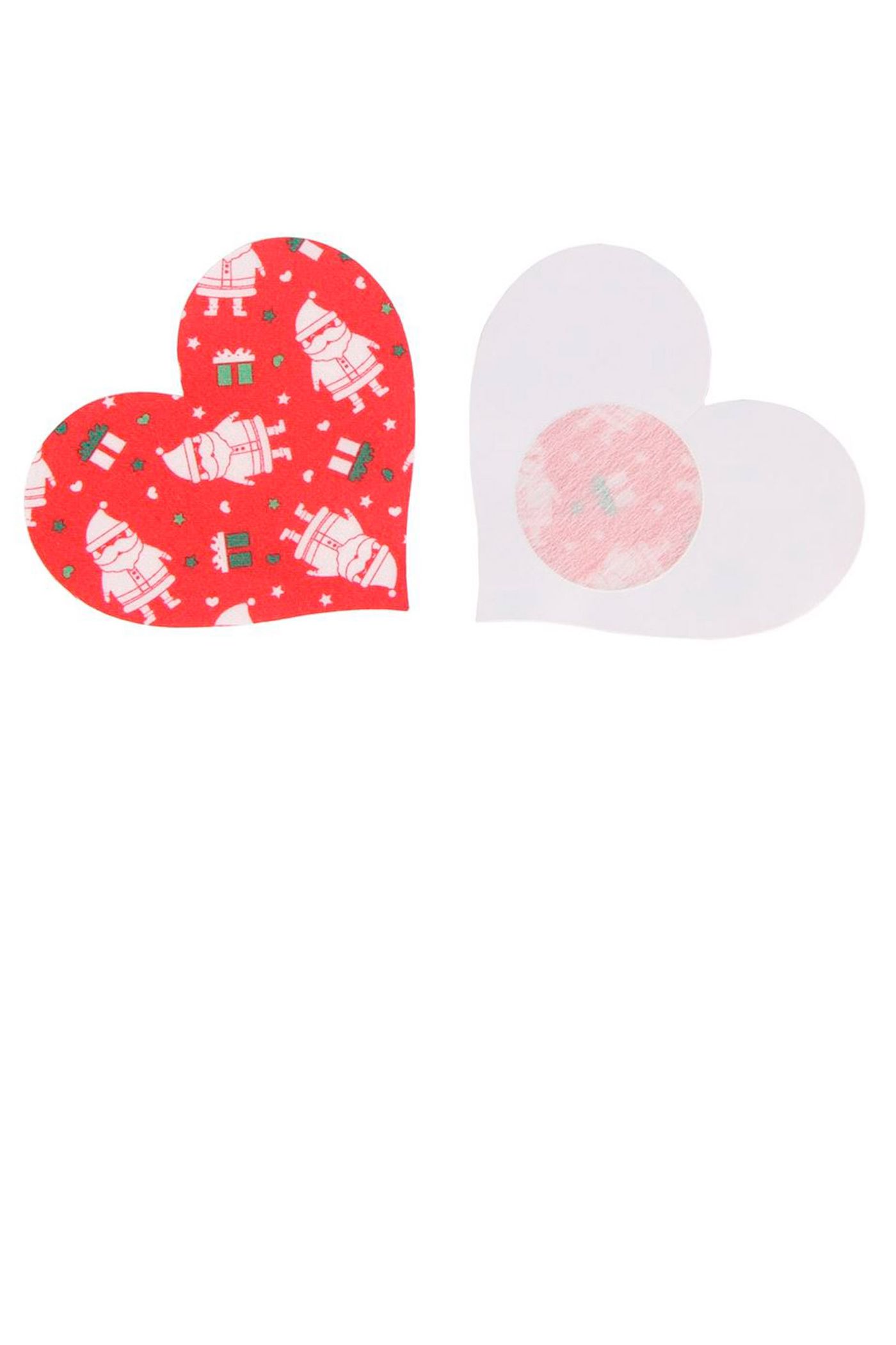 Paire de cache-tétons rouges en forme de cœur, motif Père Noël Roseandfly